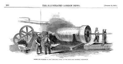 Perforando el cilindro de la Prensa Britannia en la Fundición Bank Quay, Warrington, 1851 de Unbekannt