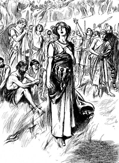 Boudicca Boadicea, reina británica de los icenos del siglo I, arengando a sus tropas, c1900 de Unbekannt