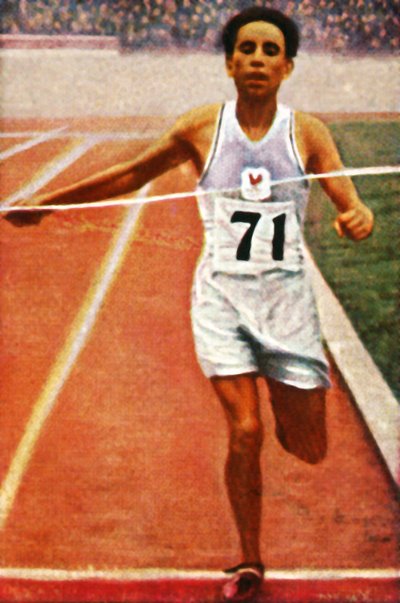 Boughera El Ouafi ganando el maratón para Francia de Unbekannt