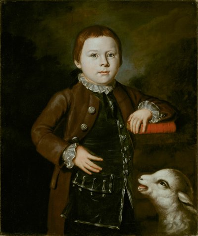 Niño de la familia Hallett con cordero, 1766-1776 de Unbekannt