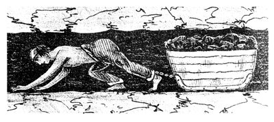 Niño minero arrastrando un trineo de carbón a lo largo de una veta estrecha, Gales del Sur, 1848 de Unbekannt