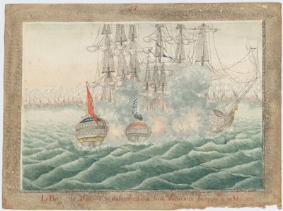 El bergantín Mercurio luchando contra dos barcos turcos el 14 de mayo de 1829, 1829 de Unbekannt