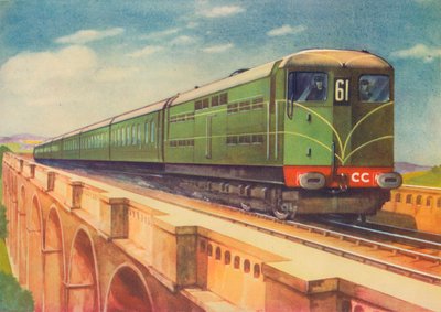 Brighton Belle, la locomotora eléctrica de S.R., sobre el viaducto de Ouse, 1940 de Unbekannt