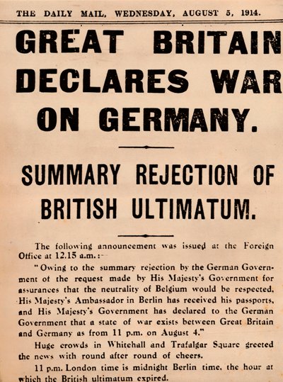 Gran Bretaña declara la guerra a Alemania, 1914 1935 de Unbekannt