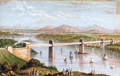 Puente tubular Britannia sobre el estrecho de Menai, Gales de Unbekannt