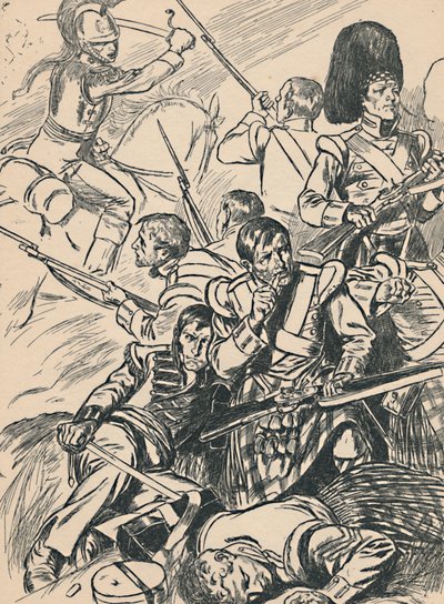 Soldados británicos en la Batalla de Waterloo, c1907 de Unbekannt