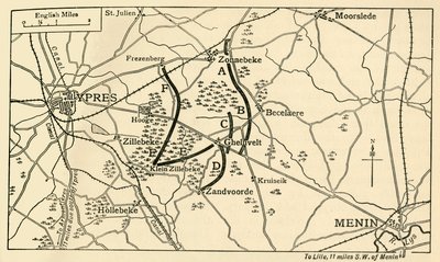 Posiciones británicas antes de la Primera Batalla de Ypres, Primera Guerra Mundial, 1914, c1920 de Unbekannt