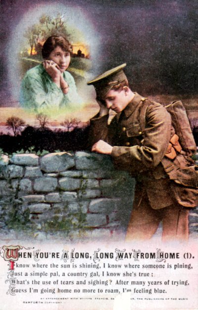 Soldado británico soñando con su amada en casa, Primera Guerra Mundial, 1914-1918 de Unbekannt