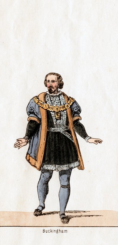 Buckingham, diseño de vestuario para la obra de Shakespeare, Enrique VIII, siglo XIX de Unbekannt
