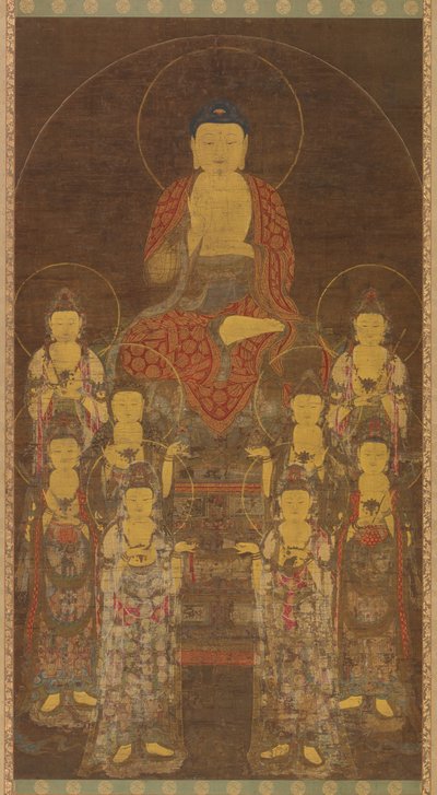 Buda Amitabha Amita y los Ocho Grandes Bodhisattvas, período Goryeo tardío, mediados-finales del siglo XIV de Unbekannt