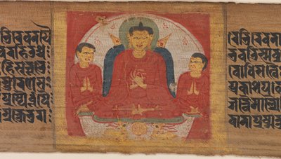 Buda con las manos levantadas en Dharmacakra Mudra, ca. 1090 de Unbekannt