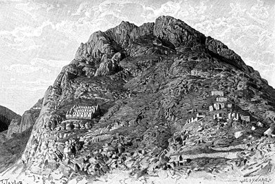 Edificios de los Incas en el Cerro De Las Cárceles en Ollantaytambo, Perú, 1895 de Unbekannt