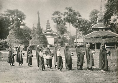 Monjes birmanos recolectando limosnas, 1900 de Unbekannt