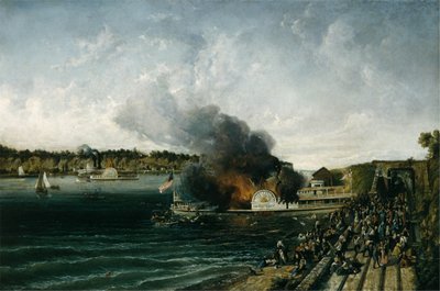 Incendio del Barco de Ruedas Henry Clay, ca. 1854-60 de Unbekannt