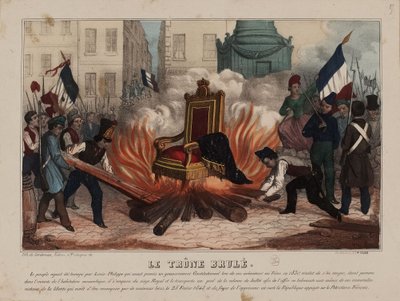 Quema del trono del rey Luis Felipe el 25 de febrero de 1848, ca. 1848 de Unbekannt