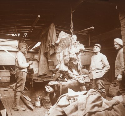 Carniceros en una barcaza, Somme, norte de Francia, c1914-c1918 de Unbekannt