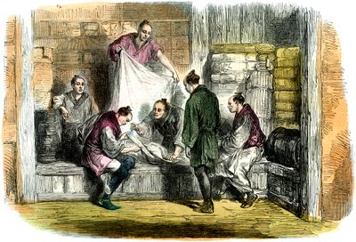Comprando camlets en una tienda, Yokohama, Japón, 1865 de Unbekannt