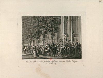 Camille Desmoulins en los Jardines del Palais Royal, c. 1797-1800 de Unbekannt