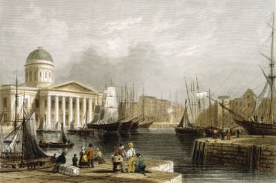 Canning Dock, Liverpool, mostrando la Aduana, 1841 de Unbekannt