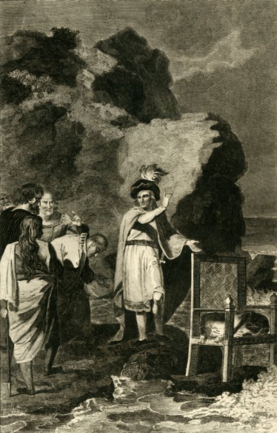 Canuto reprendiendo a sus cortesanos, siglo XVIII-XIX de Unbekannt