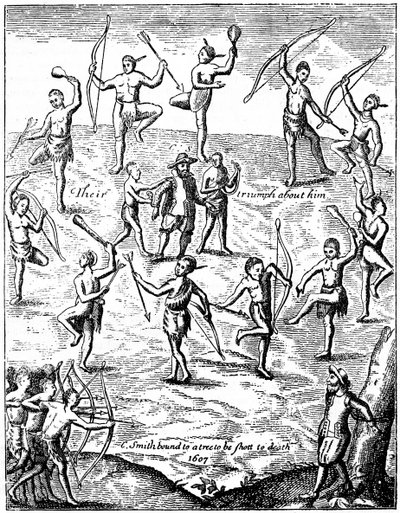 El capitán John Smith capturado por los indios, Virginia, 1607 de Unbekannt