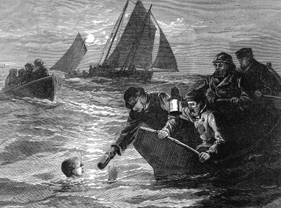 Capitán Matthew Webb, el primer hombre en nadar el Canal de la Mancha, 1875 de Unbekannt