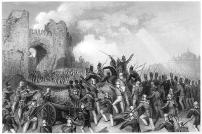 Captura de la Puerta de Cachemira, asalto de Delhi, 1857, c1860 de Unbekannt