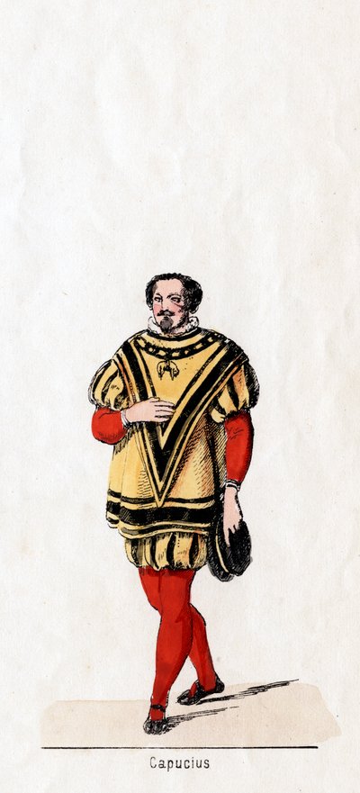 Capucius, diseño de vestuario para la obra de Shakespeare, Enrique VIII, siglo XIX de Unbekannt