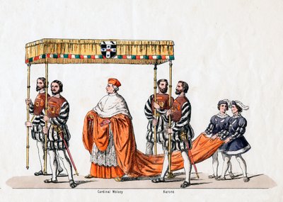Cardenal Wolsey, diseño de vestuario para la obra de Shakespeare, Enrique VIII, siglo XIX de Unbekannt