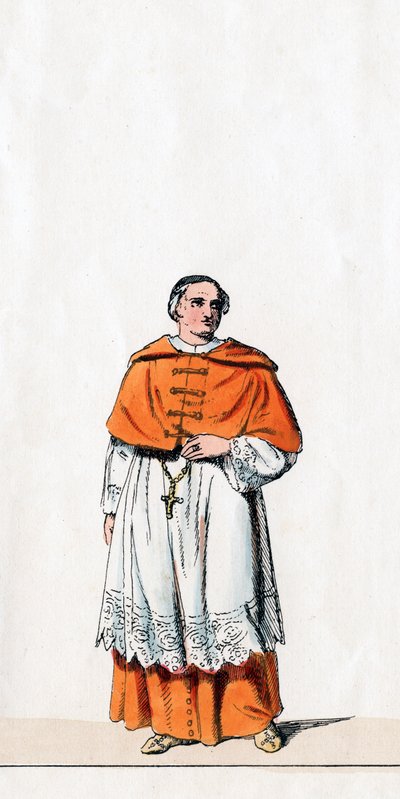Cardenal Wolsey, diseño de vestuario para la obra de Shakespeare, Enrique VIII, siglo XIX de Unbekannt