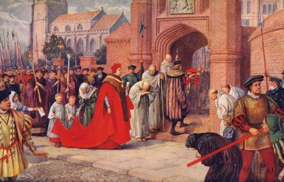 El Cardenal Wolsey posiblemente entrando en el Palacio de Hampton Court de Unbekannt