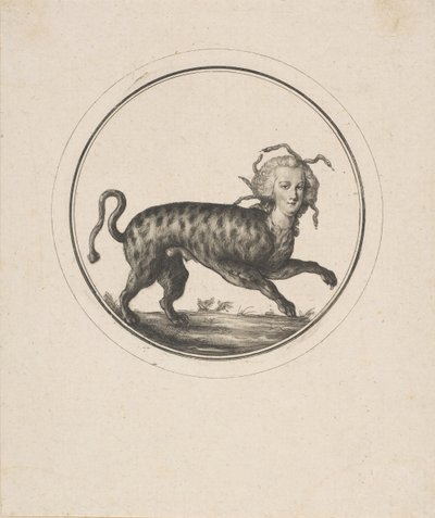 Caricatura mostrando a María Antonieta como un leopardo de Unbekannt
