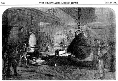 Fundiendo un mortero en Grissells Regents Canal Ironworks, City Road, Londres, 1855 de Unbekannt