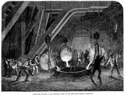 Fundición del cilindro de la Prensa Britannia en la Fundición Bank Quay, Warrington, 1851 de Unbekannt