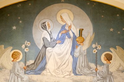 Catherine Labouré y la Virgen María. Fresco. Capilla de Nuestra Señora de la Medalla Milagrosa. París de Unbekannt