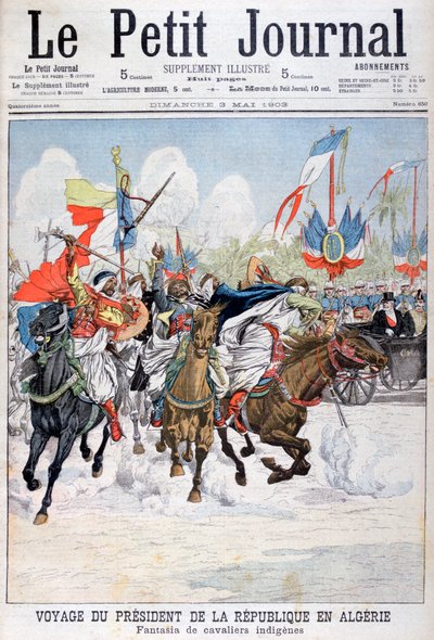 Cabalgata de tropas nativas durante la visita del Presidente Loubet a Argelia, 1903 de Unbekannt