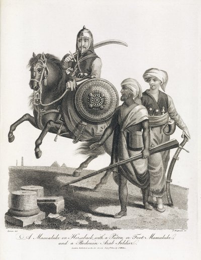 Caballero mameluco y soldados de la infantería mameluca y beduina, en 1804 de Unbekannt