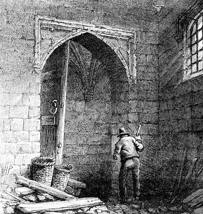 Bodegas bajo las Casas del Parlamento en la época del Rey Jacobo I, c1902 de Unbekannt