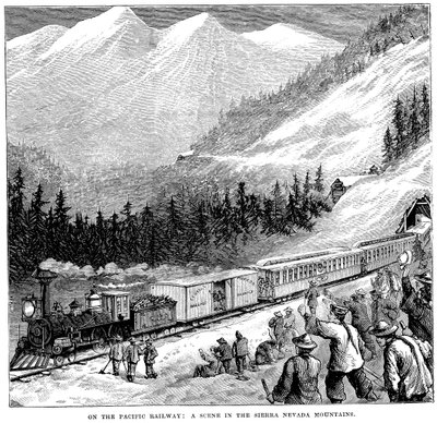 Ferrocarril Central del Pacífico en las montañas de Sierra Nevada, c. 1875 de Unbekannt