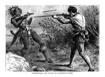 Chamberlain y Paugus en la lucha de Lovewell, 1725, 1872 de Unbekannt
