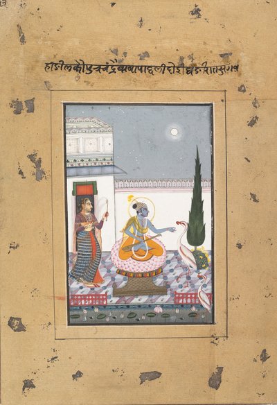 Chandravimba Ragaputra: Página de una serie dispersa de Boston Ragamala, ca. 1760 de Unbekannt