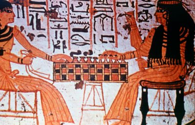Interior de una capilla, nobles jugando al ajedrez, Tebas, Egipto de Unbekannt