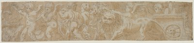 Carro tirado por leones con amorini (recto) Estudio arquitectónico parcial (verso), primera mitad de 1500s de Unbekannt