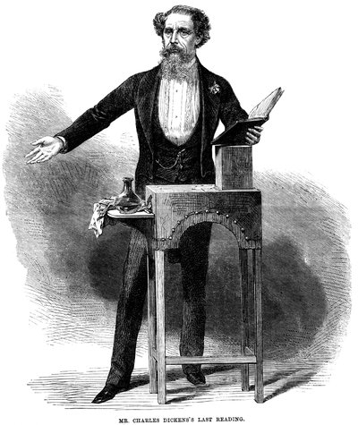 Charles Dickens 1812-70 dando su última lectura pública en St Jamess Hall, Londres, 5 de marzo de 1870 de Unbekannt
