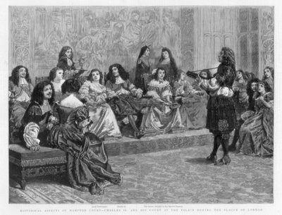Carlos II y su corte en el palacio durante la Plaga de Londres, c1665-1666 1890 de Unbekannt