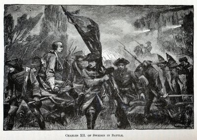Carlos XII de Suecia en batalla de Unbekannt