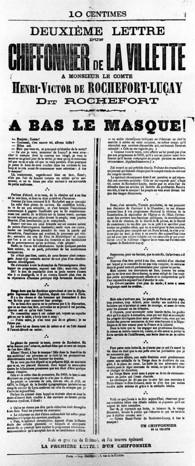 Chiffonnier de La Villette, de los carteles políticos franceses de la Comuna de París, mayo de 1871 de Unbekannt