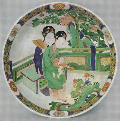 Plato de porcelana china, Famille Verte. Período de Kang Hsi, 1662-1722, 1928 de Unbekannt