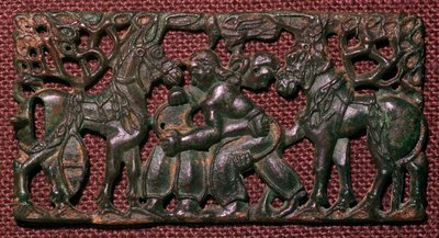 Placa de bronce china de hombres luchando, siglo V a.C. de Unbekannt