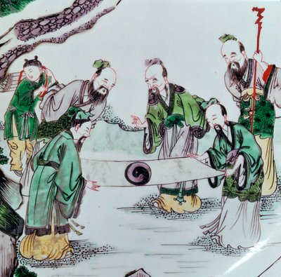Plato chino mostrando una escena de adivinación, siglo XVII de Unbekannt